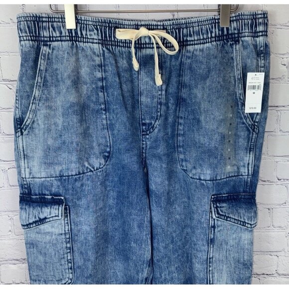 NWT GAP Denim Easy Jean Pull On Women's Medium Drawstring Stretch Waist $79.99 - Picture 2 of 8